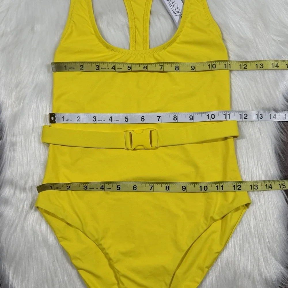 Melissa Odabash Size 40 /‎ US 4 Yellow Nevis Belted One Piece Racerback Swimsuit